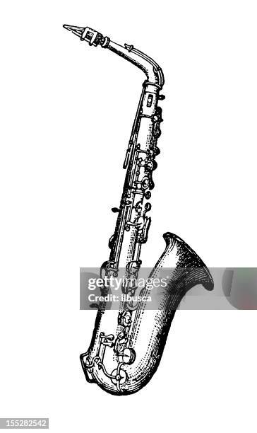 ilustraciones, imágenes clip art, dibujos animados e iconos de stock de saxofón - saxofón