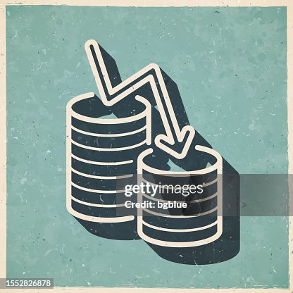 Money decrease. Icon in retro vintage style - Old textured paper Money decrease. Icon in retro vintage style - Old textured paper