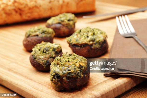 stuffed mushrooms - portobello mushroom stock pictures, royalty-free photos & images