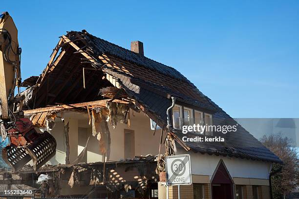 demolition of a house - earthquake house stock pictures, royalty-free photos & images