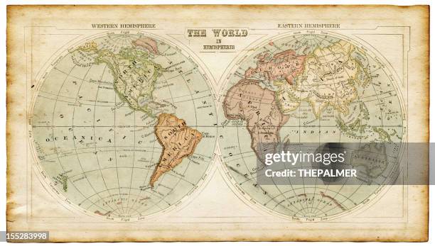 world in hemispheres 1875 - oceania stock pictures, royalty-free photos & images