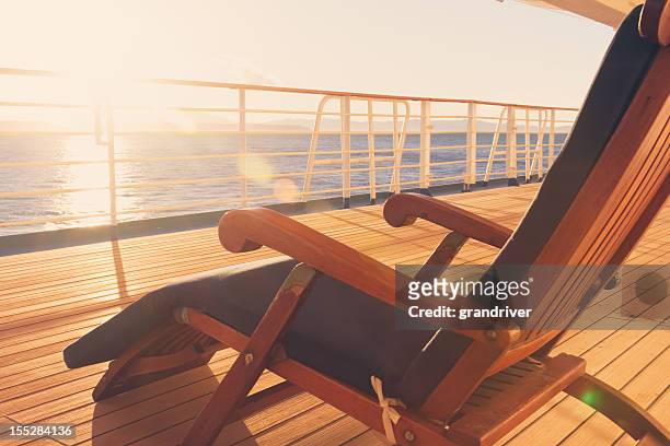 deck chair on a cruise ship - cruise ship stock pictures, royalty-free photos & images