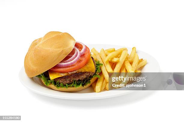 burger - burger and fries stock pictures, royalty-free photos & images