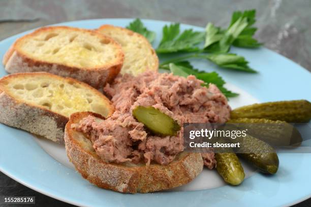 canard rillettes - terrine photos et images de collection