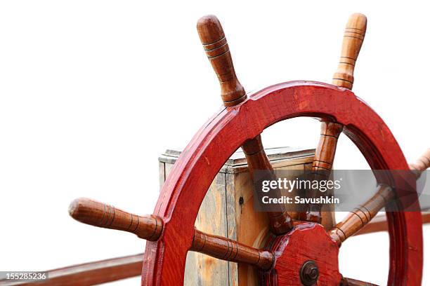 close-up of ship's steering wheel used to control rudder - roder bildbanksfoton och bilder