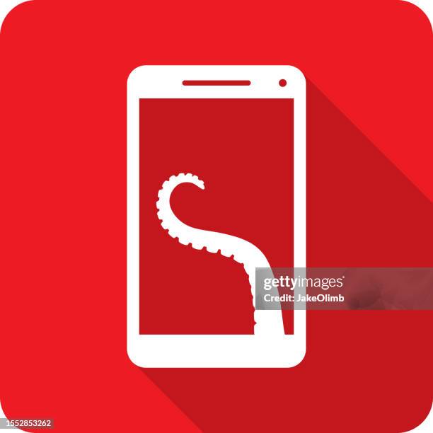tentacle smartphone icon silhouette - squid tentacles stock illustrations