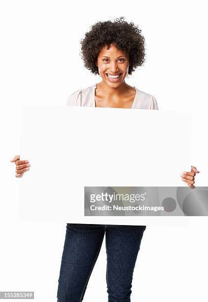 woman holding a blank sign - placard stock pictures, royalty-free photos & images