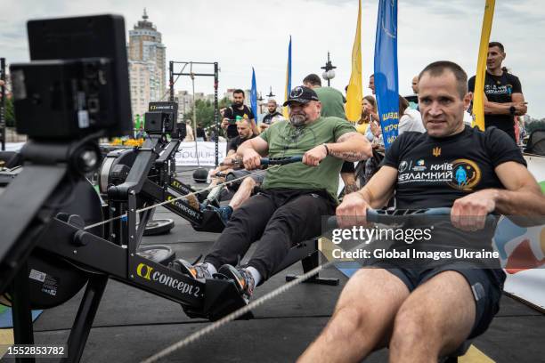 Vasyl Virastiuk , head of the Federation of Strongmen of Ukraine and the winner of World’s Strongest Man 2004, performs during strongman competitions...