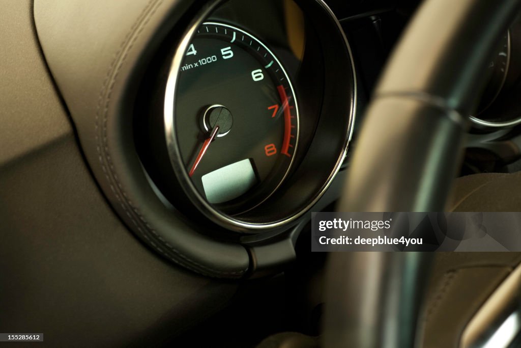 Sportscar tachometer/ close up