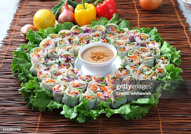 spring rolls - spring roll stock pictures, royalty-free photos & images