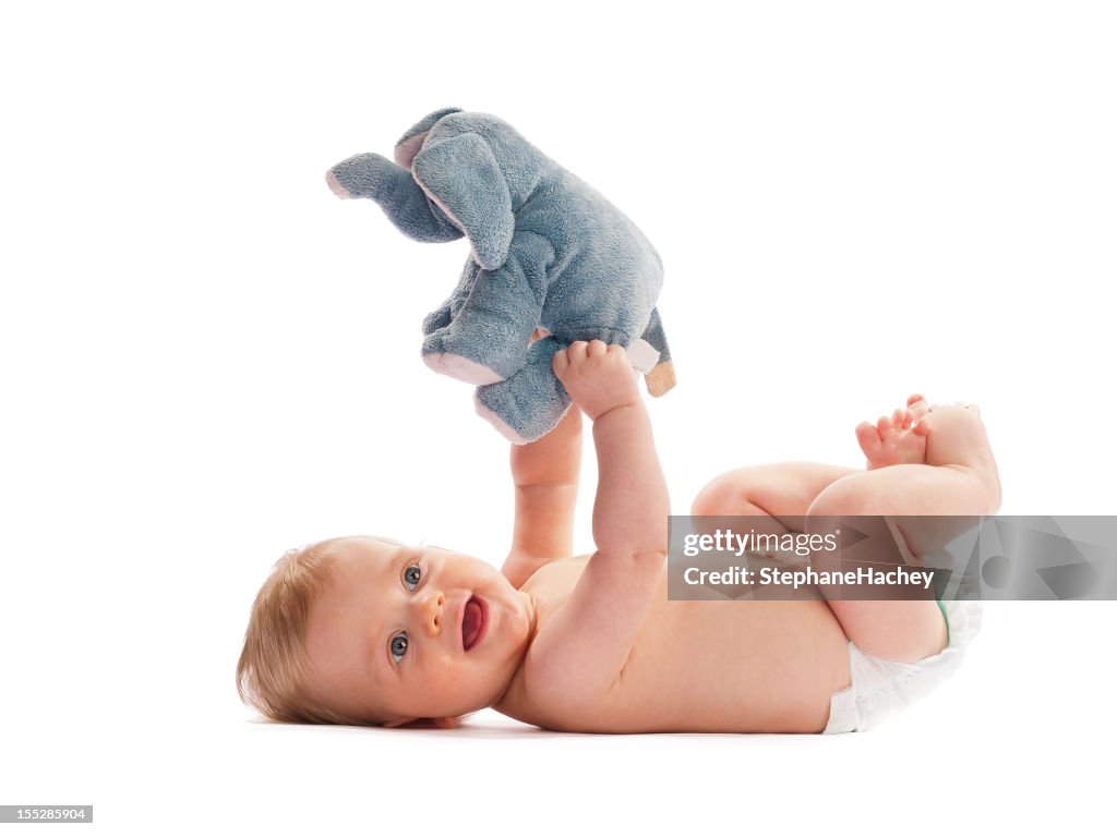 Happy baby isolated on white
