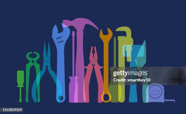 ilustraciones, imágenes clip art, dibujos animados e iconos de stock de herramientas de construcción - herramienta-de-mano