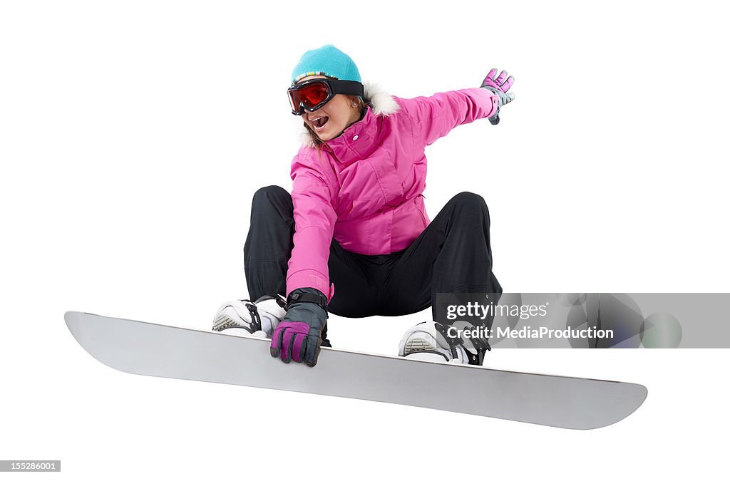 Snowboard Mädchen mit clipping path