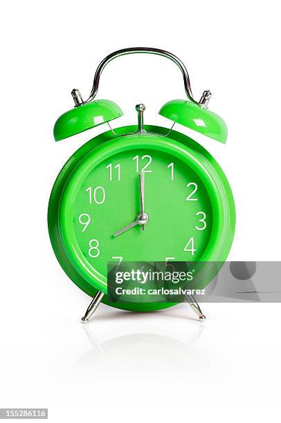 alarm clock with clipping path - alarm clock white background stock pictures, royalty-free photos & images