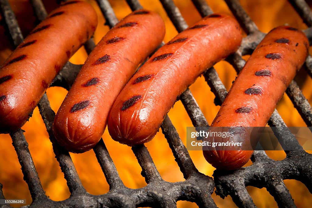 Hot Dogs on a Grill