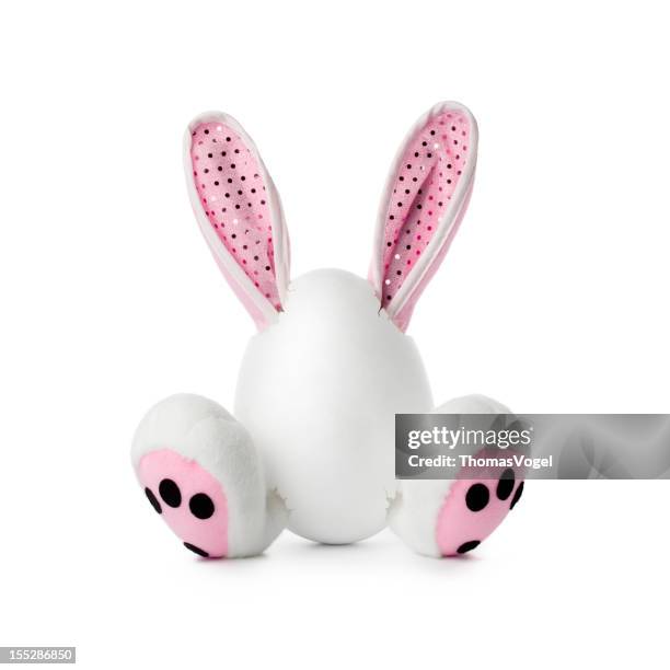 easter plush bunny - humor fun rabbit egg - bunny eggs stock pictures, royalty-free photos & images