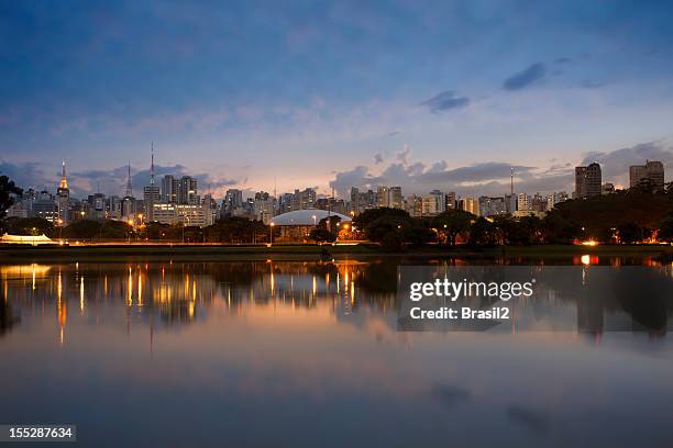 sao paulo skyline - ibirapuera park stockfoto's en -beelden