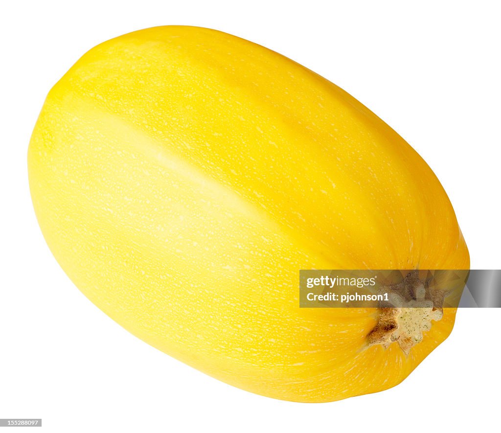 Yellow spaghetti squash on white background
