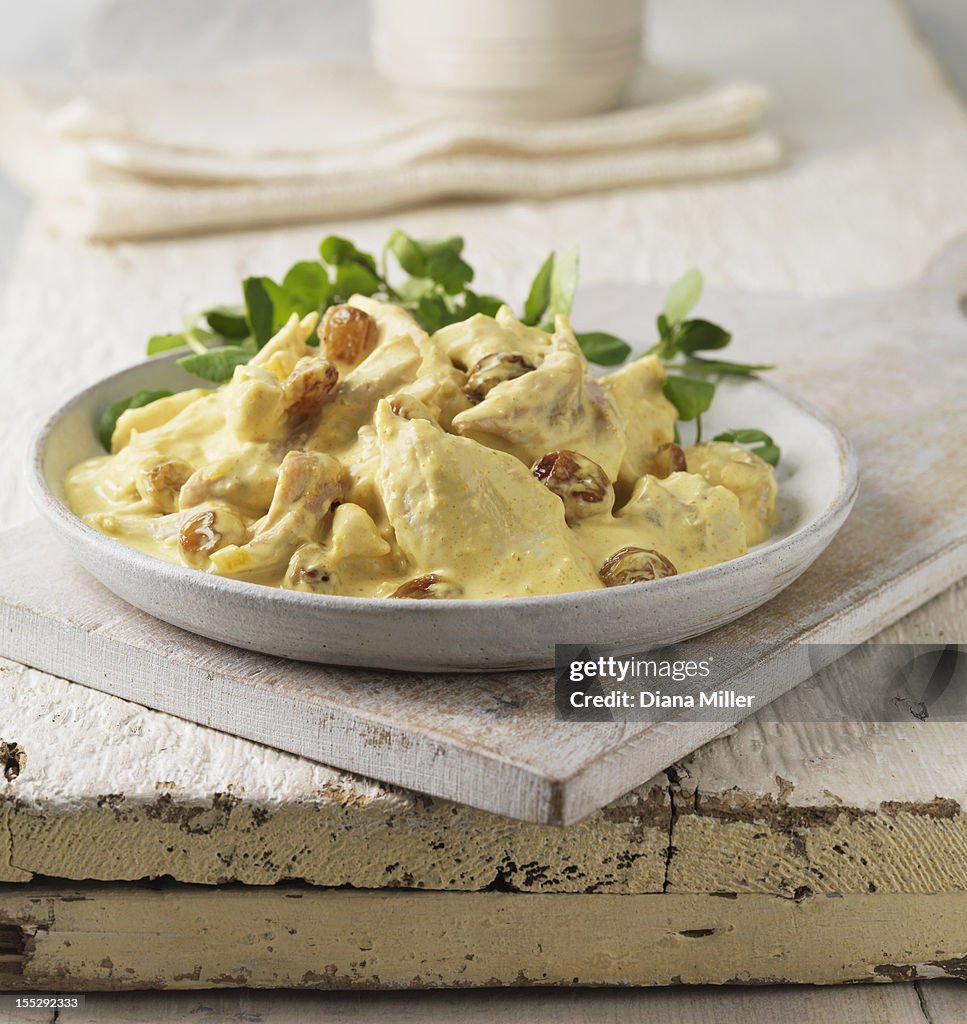 Plate of coronation chicken