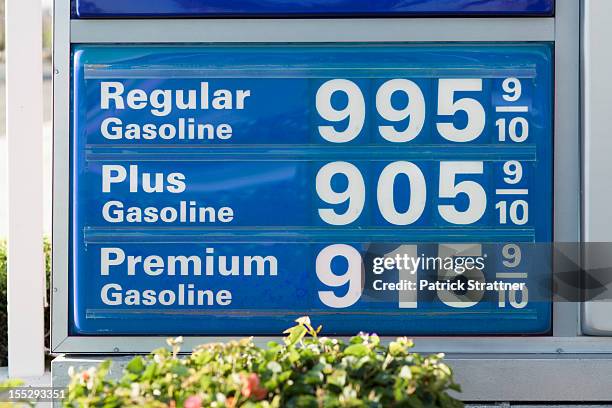 detail of a sign advertising fuel prices - fuel price stockfoto's en -beelden