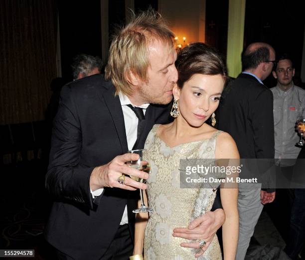 Rhys Ifans and Anna Friel attend an after party following the press night performance of 'Uncle Vanya' at The Charing Cross Hotel on November 2, 2012...