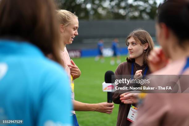 Children's Hospital visit during an England Training Session at Spencer Park on July 18, 2023 in Brisbane, Australia.