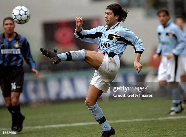 Marcelo Salas of Lazio in action during the Serie A match against Inter Milan played at the Olympic Stadium in Rome, Italy. The match finished in a...