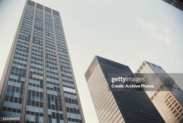 From left to right, 399 Park Avenue , the Seagram Building and 345 Park Avenue in Midtown Manhattan, New York City, circa 1970.