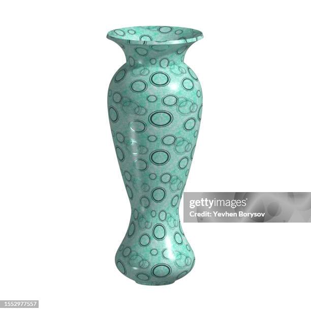 ceramic green vase for flowers isolated on white background - decorative urn ストックフォトと画像