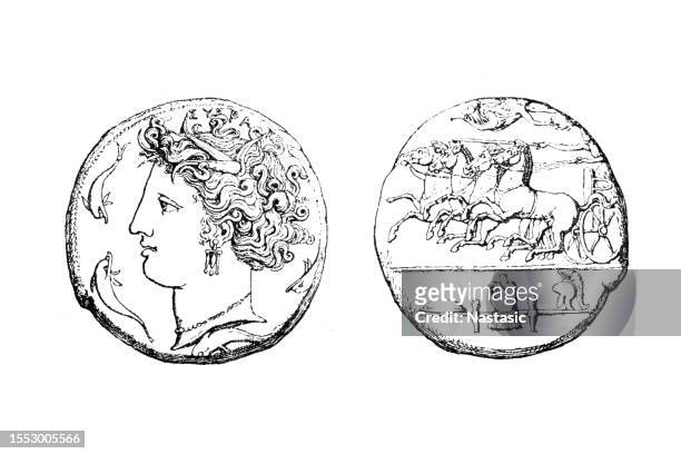 griechische münze - griechische geldmünze stock-grafiken, -clipart, -cartoons und -symbole