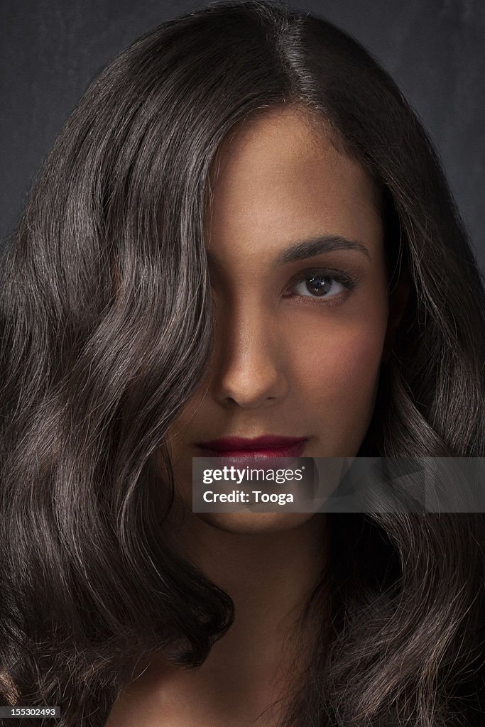 Brown wavy hair long hair portrait