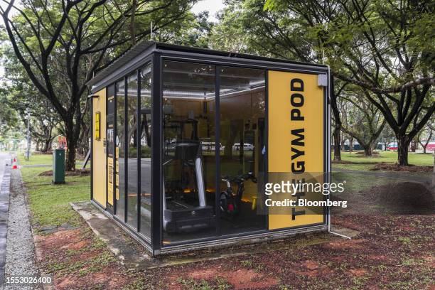 The Gym Pod container at Bedok Reservoir Park in Singapore, on Tuesday, July 18, 2023. In search of a private space to exercise, fitness enthusiasts...