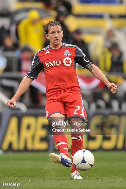 Terry Dunfield of Toronto FC controls the ball against the Columbus Crew on October 28, 2012 at Crew Stadium in Columbus, Ohio.