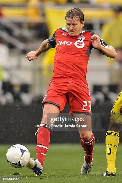 Terry Dunfield of Toronto FC controls the ball against the Columbus Crew on October 28, 2012 at Crew Stadium in Columbus, Ohio.