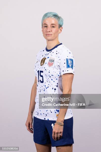 Megan Rapinoe of USA poses during the official FIFA Women's World Cup Australia & New Zealand 2023 portrait session on July 17, 2023 in Auckland, New...