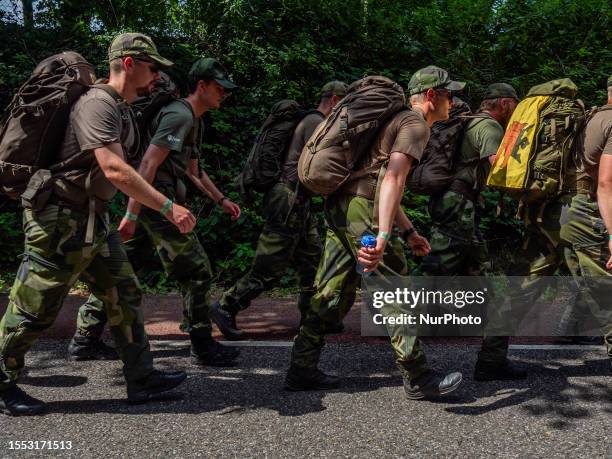 Military people are seen participating in the 105th edition of the International Four Days Marches held in Nijmegen, from July 18th to 21st, 2023.