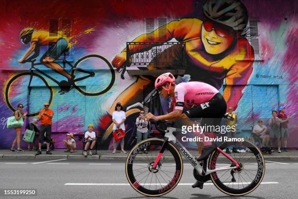Andrey Amador of Costa Rica and Team EF Education-EasyPost sprints during the stage sixteen of the 110th Tour de France 2023 a 22.4km individual...
