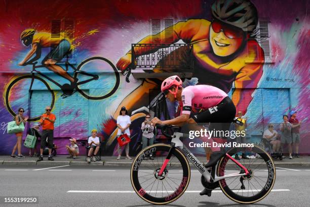 Andrey Amador of Costa Rica and Team EF Education-EasyPost sprints during the stage sixteen of the 110th Tour de France 2023 a 22.4km individual...