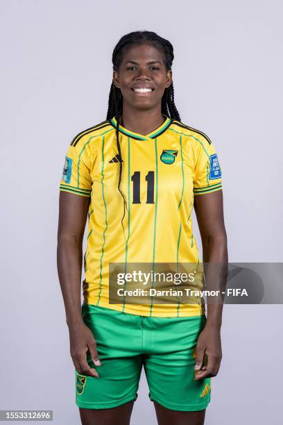 Khadija Shaw of Jamaica poses for a portrait during the official FIFA Women's World Cup Australia & New Zealand 2023 portrait session on July 17,...