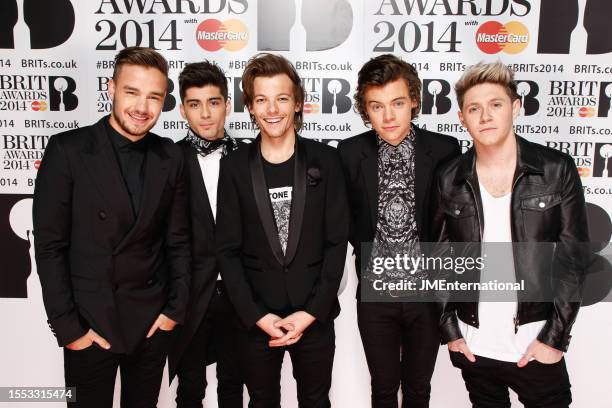 One Direction attend The BRIT Awards 2014, The O2 Arena, on 19 February 2014.