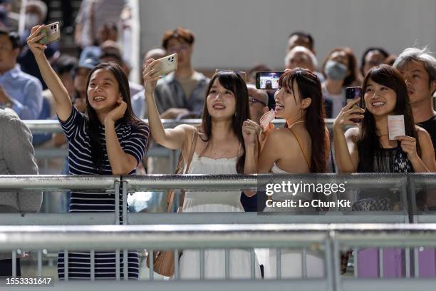 Racegoers at Sha Tin Racecourse on July 3, 2023 in Hong Kong.