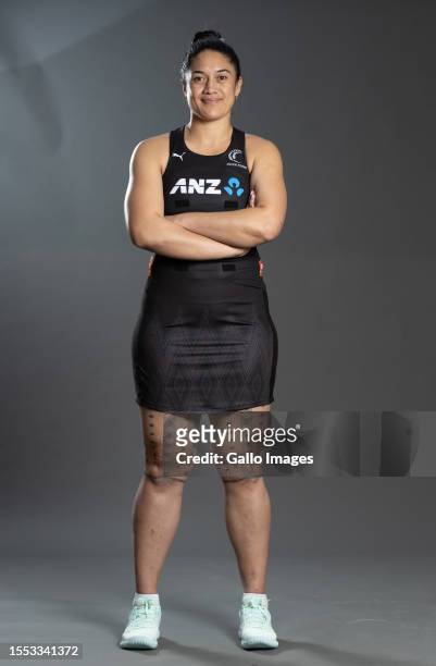 Sulu Fitzpatrick during the New Zealand national netball team profile shoot at Southern Sun The Cullinan on July 22, 2023 in Cape Town, South Africa.