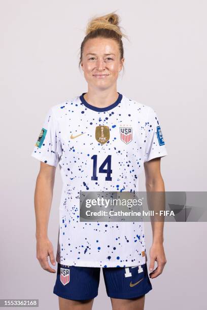 Emily Sonnett of USA poses during the official FIFA Women's World Cup Australia & New Zealand 2023 portrait session on July 17, 2023 in Auckland, New...