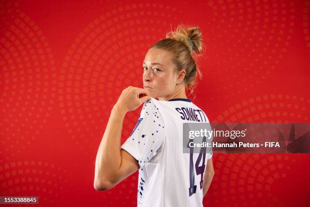 Emily Sonnett of USA poses for a portrait during the official FIFA Women's World Cup Australia & New Zealand 2023 portrait session at on July 17,...