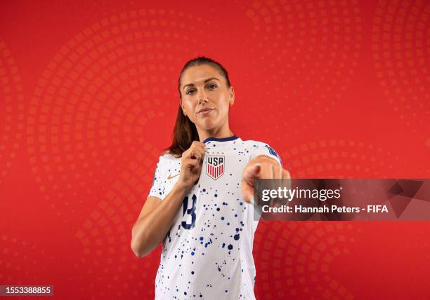 Alex Morgan of USA poses for a portrait during the official FIFA Women's World Cup Australia & New Zealand 2023 portrait session at on July 17, 2023...