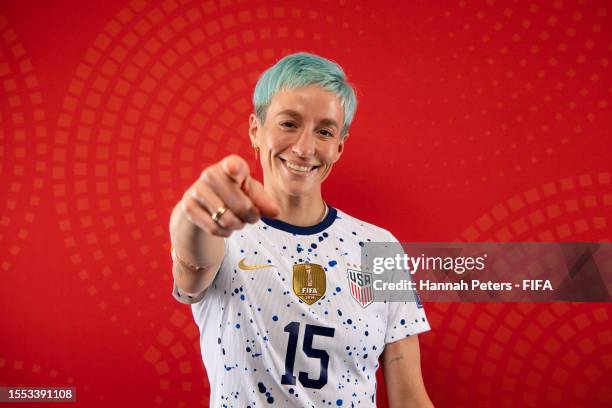 Megan Rapinoe of USA poses for a portrait during the official FIFA Women's World Cup Australia & New Zealand 2023 portrait session at on July 17,...