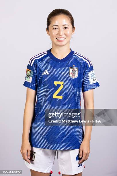 Risa Shimizu of Japan poses for a portrait during the official FIFA Women's World Cup Australia & New Zealand 2023 portrait session on July 17, 2023...