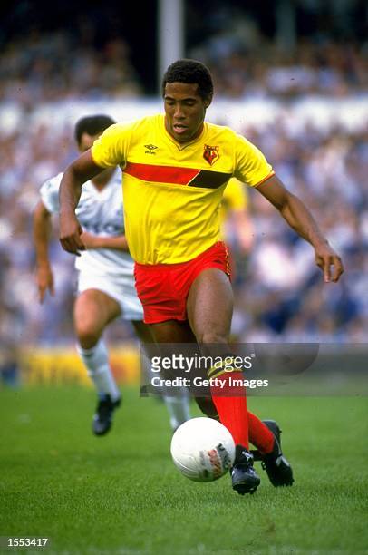 John Barnes of Watford in action during the Canon League Division One match against Tottenham Hotspur played at White Hart Lane in London, England....