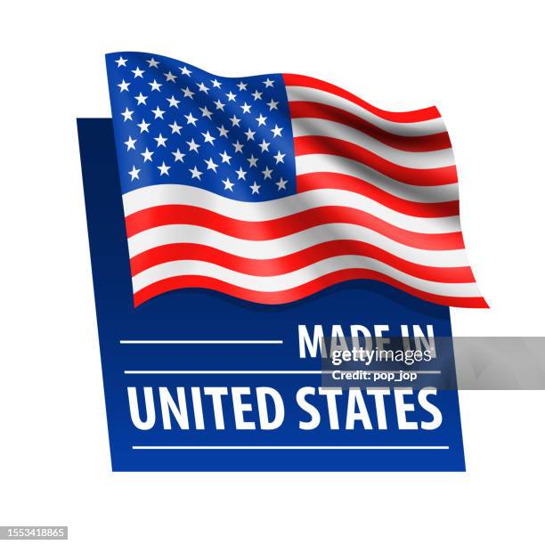 made in united states - vector illustration. flag of united states and text isolated on white backround - made in usa logo stock illustrations