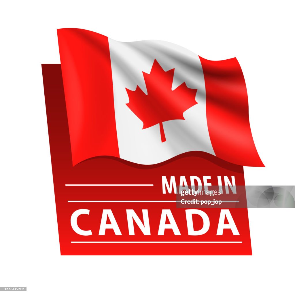 Made in Canada - vector illustration. Flag of Canada and text isolated on white backround